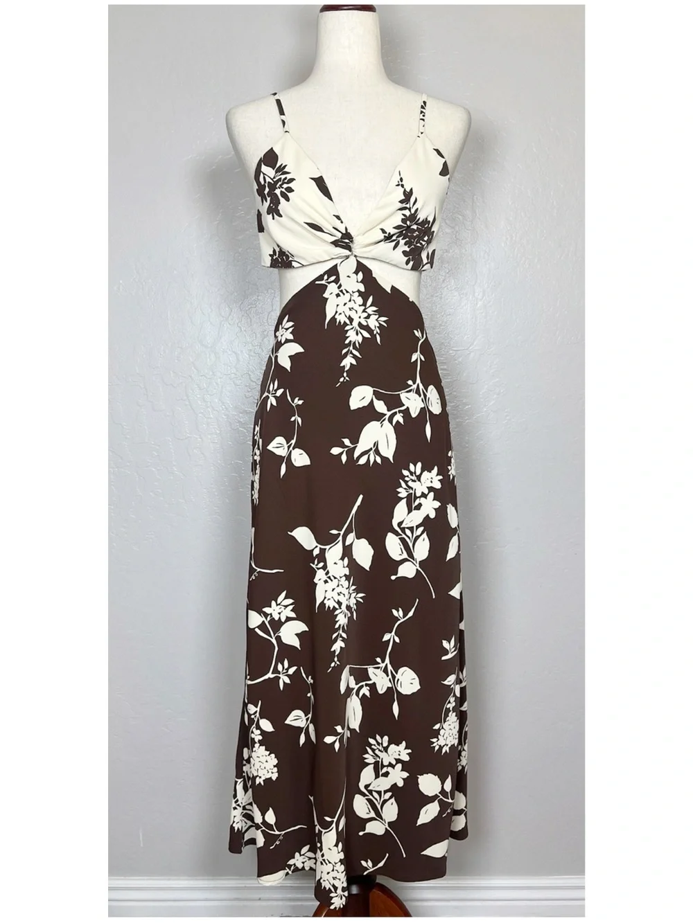 ABERCROMBIE &‎ FITCH Women’s Size SP Petite Brown Julia Slip Cutout Maxi Dress